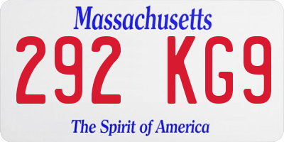 MA license plate 292KG9