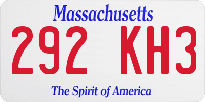 MA license plate 292KH3