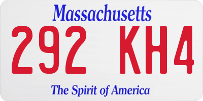 MA license plate 292KH4
