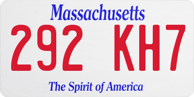 MA license plate 292KH7