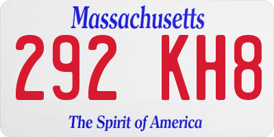 MA license plate 292KH8