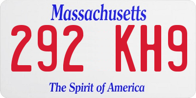 MA license plate 292KH9