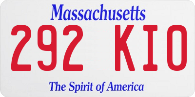 MA license plate 292KI0
