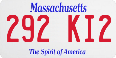 MA license plate 292KI2