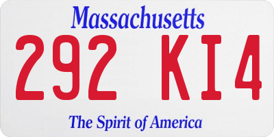 MA license plate 292KI4