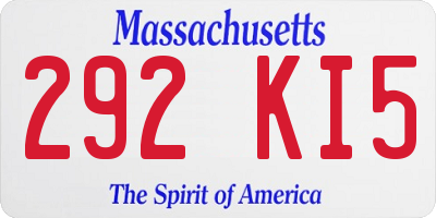 MA license plate 292KI5