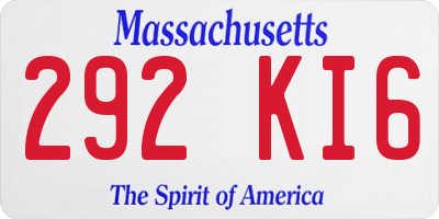 MA license plate 292KI6