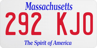 MA license plate 292KJ0