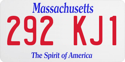 MA license plate 292KJ1