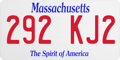 MA license plate 292KJ2