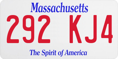MA license plate 292KJ4