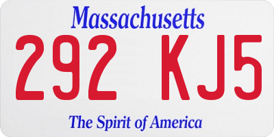 MA license plate 292KJ5