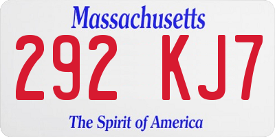 MA license plate 292KJ7