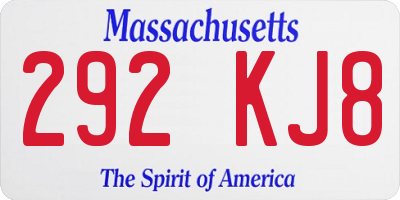 MA license plate 292KJ8