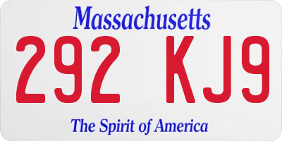 MA license plate 292KJ9
