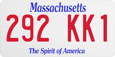 MA license plate 292KK1
