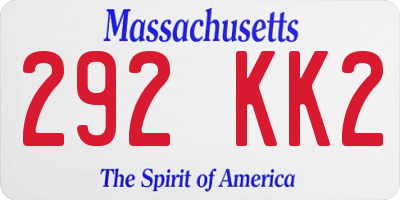 MA license plate 292KK2