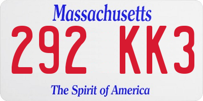 MA license plate 292KK3