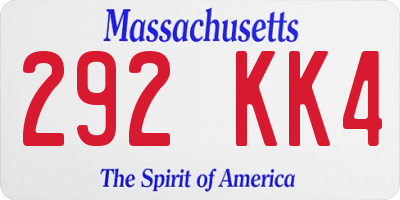 MA license plate 292KK4