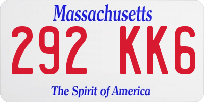 MA license plate 292KK6