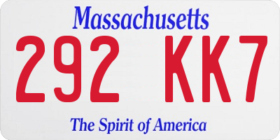 MA license plate 292KK7