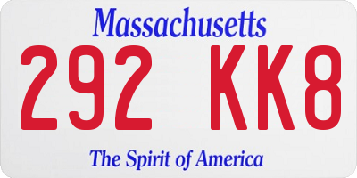 MA license plate 292KK8
