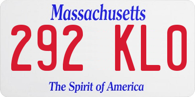 MA license plate 292KL0