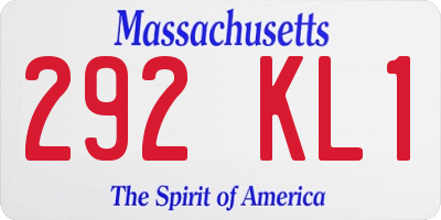 MA license plate 292KL1