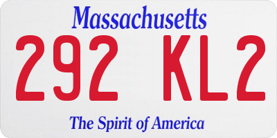 MA license plate 292KL2