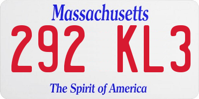 MA license plate 292KL3