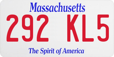 MA license plate 292KL5