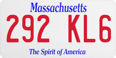 MA license plate 292KL6