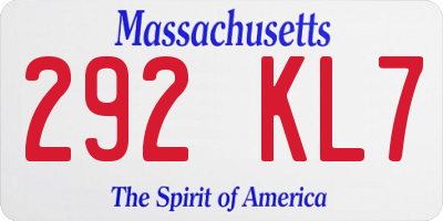 MA license plate 292KL7