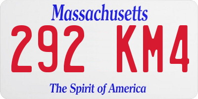 MA license plate 292KM4
