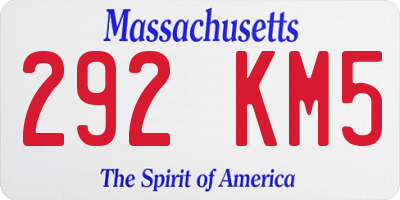 MA license plate 292KM5
