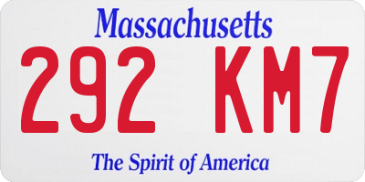 MA license plate 292KM7