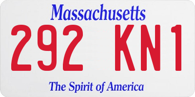 MA license plate 292KN1