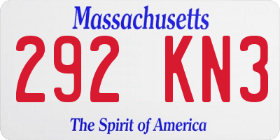 MA license plate 292KN3