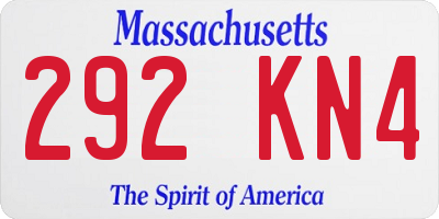 MA license plate 292KN4