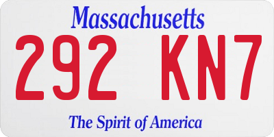 MA license plate 292KN7