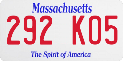 MA license plate 292KO5