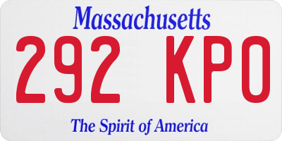 MA license plate 292KP0