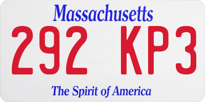 MA license plate 292KP3