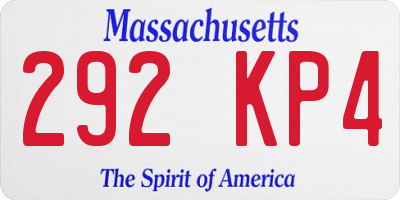 MA license plate 292KP4