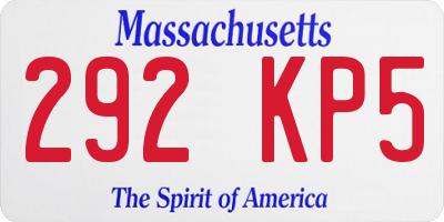 MA license plate 292KP5