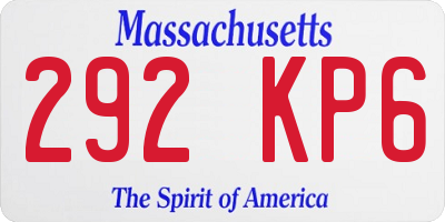 MA license plate 292KP6
