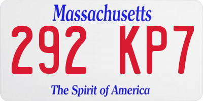 MA license plate 292KP7