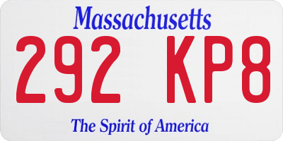 MA license plate 292KP8