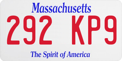 MA license plate 292KP9