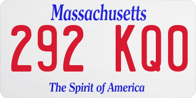 MA license plate 292KQ0